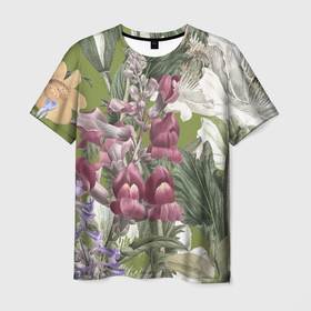 Мужская футболка 3D с принтом Цветы Ностальгический Весенний Узор в Курске, 100% полиэфир | прямой крой, круглый вырез горловины, длина до линии бедер | Тематика изображения на принте: flowers | букет | природа | растение | флора | цветы
