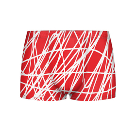 Мужские трусы 3D с принтом Белые линии на красном фоне Абстракция в Курске, 50% хлопок, 50% полиэстер | классическая посадка, на поясе мягкая тканевая резинка | Тематика изображения на принте: абстракт | абстрактный рисунок | абстрактный узор | абстракция | белые линии на красном | красный фон | красочный | современный | тренды