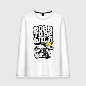 Мужской лонгслив хлопок с принтом Born to be wild   Рожденный быть диким в Курске, 100% хлопок |  | Тематика изображения на принте: baseball cap | bicycle | dude | guy | motto | slogan | бейсболка | велосипед | девиз | парень | слоган | чувак