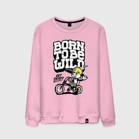 Мужской свитшот хлопок с принтом Born to be wild   Рожденный быть диким в Белгороде, 100% хлопок |  | Тематика изображения на принте: baseball cap | bicycle | dude | guy | motto | slogan | бейсболка | велосипед | девиз | парень | слоган | чувак