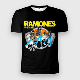 Мужская футболка 3D Slim с принтом Road to Ruin   Ramones в Екатеринбурге, 100% полиэстер с улучшенными характеристиками | приталенный силуэт, круглая горловина, широкие плечи, сужается к линии бедра | ramone | ramones | джонни | джоуи | ди ди томми | марки | панк | поп | раманес | раманэс | рамон | рамонес | рамонэс | рамоун | рамоунз | рамоунс | рок группа | хард | хардрок