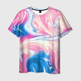 Мужская футболка 3D с принтом Абстрактный цветной паттерн   Волны  Abstract Color Pattern   Waves в Кировске, 100% полиэфир | прямой крой, круглый вырез горловины, длина до линии бедер | abstraction | color | fashion | wave | абстракция | волна | мода | цвет