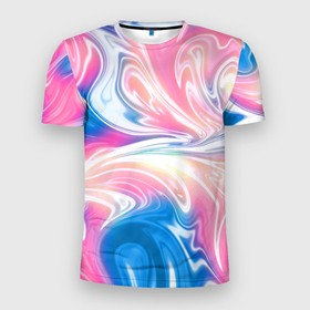 Мужская футболка 3D Slim с принтом Абстрактный цветной паттерн   Волны  Abstract Color Pattern   Waves в Кировске, 100% полиэстер с улучшенными характеристиками | приталенный силуэт, круглая горловина, широкие плечи, сужается к линии бедра | abstraction | color | fashion | wave | абстракция | волна | мода | цвет