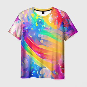 Мужская футболка 3D с принтом Радужный рисунок в Тюмени, 100% полиэфир | прямой крой, круглый вырез горловины, длина до линии бедер | bright | colors | funny | multicoloured | positive | rainbow | summer | абстракция | веселый | забавный | краски | красочный | лето | насыщенный | позитив | радостный | радуга | разноцветный | сочный | фееричный | цвета | яркий