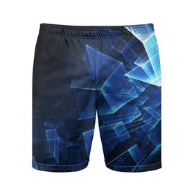 Мужские шорты спортивные с принтом Abstract geometric    Прозрачные синие голографические кубы в Тюмени,  |  | abstraction | geometric | neon | pattern | абстракция | геометрия | неон | паттерн
