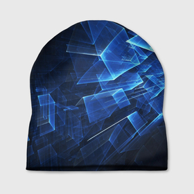Шапка 3D с принтом Abstract geometric    Прозрачные синие голографические кубы в Тюмени, 100% полиэстер | универсальный размер, печать по всей поверхности изделия | abstraction | geometric | neon | pattern | абстракция | геометрия | неон | паттерн