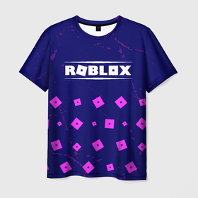Мужская футболка 3D с принтом ROBLOX | Гранж в Санкт-Петербурге, 100% полиэфир | прямой крой, круглый вырез горловины, длина до линии бедер | blocks | blox | game | games | logo | mobile | online | roblocks | roblox | robux | studio | блоки | гранж | игра | игры | квадрат | квадратик | лого | логотип | онлайн | паттерн | роблокс | робукс | символ | символы | студия