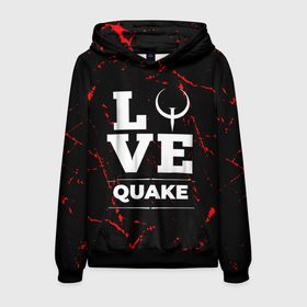 Мужская толстовка 3D с принтом Quake Love Классика в Новосибирске, 100% полиэстер | двухслойный капюшон со шнурком для регулировки, мягкие манжеты на рукавах и по низу толстовки, спереди карман-кенгуру с мягким внутренним слоем. | logo | love | quake | гранж | игра | игры | квейк | лого | логотип | символ