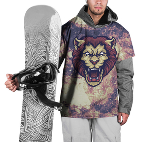 Накидка на куртку 3D с принтом Дымчатый лев , 100% полиэстер |  | большая | дикий | зверь | злобный | злой | знак зодиака | космический | космос | кошка | лев | оскал | фиолетовый | хищник | хищный | царь | царь зверей
