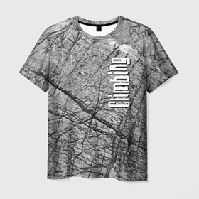 Мужская футболка 3D с принтом Скалолазание на каменной горной текстуре в Екатеринбурге, 100% полиэфир | прямой крой, круглый вырез горловины, длина до линии бедер | climbing | extreme | rock | stone | камень | скала | скалолазание | экстрим