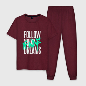 Мужская пижама хлопок с принтом Follow Your Fake Dreams , 100% хлопок | брюки и футболка прямого кроя, без карманов, на брюках мягкая резинка на поясе и по низу штанин
 | graffiti | graffity | urban style | в стиле граффити | вашим | графити | ложный | ложным | мечта | мечтам | мечтатель | мечтать | рисунок баллончиком | своим | следуй | следую | твоим | уличная живопись