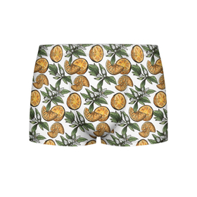 Мужские трусы 3D с принтом Узор из тропических апельсинов в Тюмени, 50% хлопок, 50% полиэстер | классическая посадка, на поясе мягкая тканевая резинка | drawn | fruit | frukt | frukti | frukty | hand | handdrawn | orange | pattern | summer | tropical | апельсины | вручную | лето | паттерн | рисунок от руки | фруктовый узор