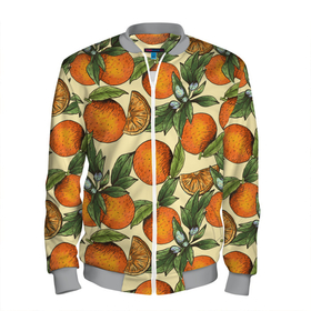 Мужской бомбер 3D с принтом Узор Апельсиновое настроение в Екатеринбурге, 100% полиэстер | застегивается на молнию, по бокам два кармана без застежек, по низу бомбера и на воротнике - эластичная резинка | drawn | fruit | frukt | frukti | frukty | hand | handdrawn | orange | pattern | summer | tropical | апельсиновый сок | апельсины | вручную | лето | паттерн | рисунок от руки | фруктовый узор | целые апельсины