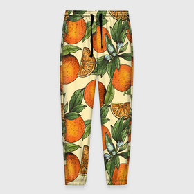 Мужские брюки 3D с принтом Узор Апельсиновое настроение в Санкт-Петербурге, 100% полиэстер | манжеты по низу, эластичный пояс регулируется шнурком, по бокам два кармана без застежек, внутренняя часть кармана из мелкой сетки | drawn | fruit | frukt | frukti | frukty | hand | handdrawn | orange | pattern | summer | tropical | апельсиновый сок | апельсины | вручную | лето | паттерн | рисунок от руки | фруктовый узор | целые апельсины
