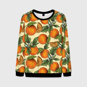 Мужской свитшот 3D с принтом Узор Апельсиновое настроение в Санкт-Петербурге, 100% полиэстер с мягким внутренним слоем | круглый вырез горловины, мягкая резинка на манжетах и поясе, свободная посадка по фигуре | drawn | fruit | frukt | frukti | frukty | hand | handdrawn | orange | pattern | summer | tropical | апельсиновый сок | апельсины | вручную | лето | паттерн | рисунок от руки | фруктовый узор | целые апельсины