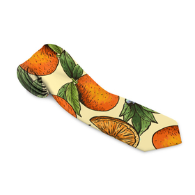Галстук 3D с принтом Узор Апельсиновое настроение в Санкт-Петербурге, 100% полиэстер | Длина 148 см; Плотность 150-180 г/м2 | drawn | fruit | frukt | frukti | frukty | hand | handdrawn | orange | pattern | summer | tropical | апельсиновый сок | апельсины | вручную | лето | паттерн | рисунок от руки | фруктовый узор | целые апельсины