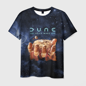 Мужская футболка 3D с принтом Dune: Spice Wars (рука и песок) в Тюмени, 100% полиэфир | прямой крой, круглый вырез горловины, длина до линии бедер | dune | game | spice | spice wars | wars | дюна | игра | стратегия