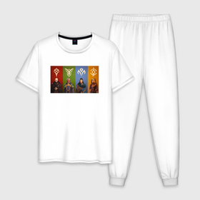 Мужская пижама хлопок с принтом Dune расы в Тюмени, 100% хлопок | брюки и футболка прямого кроя, без карманов, на брюках мягкая резинка на поясе и по низу штанин
 | dune | game | spice | spice wars | wars | дюна | игра | расы | стратегия