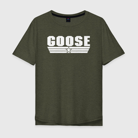 Мужская футболка хлопок Oversize с принтом GOOSE USA ARMY в Екатеринбурге, 100% хлопок | свободный крой, круглый ворот, “спинка” длиннее передней части | anser | goose | гусак | гусек | гуси | гусь | лапчатый | птица | репчатый