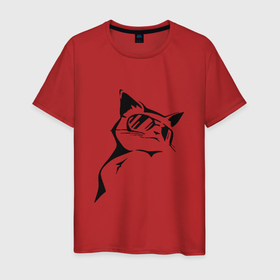 Мужская футболка хлопок с принтом Блатной кот в очках , 100% хлопок | прямой крой, круглый вырез горловины, длина до линии бедер, слегка спущенное плечо. | девушкам | животное | звери | интернет приколы | классная футболка | кот | кот в очках | котенок | кошка | любовь | мем | модный принт | новый мем | очки | подарок | подруге | прикол | прикольный принт