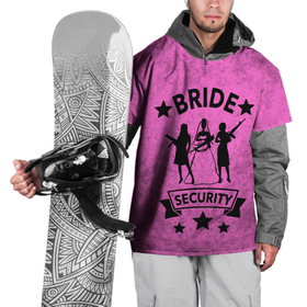 Накидка на куртку 3D с принтом Bride security , 100% полиэстер |  | девичник | звезды | лента | невеста | оружие | подруги | праздник | свадьба | текстура
