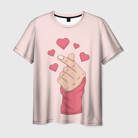 Мужская футболка 3D с принтом Жест Хани сердце из EXID в Кировске, 100% полиэфир | прямой крой, круглый вырез горловины, длина до линии бедер | bts | k pop | бой бэнд | бтс | музыка | рука | сердце | символ бтс
