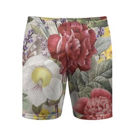 Мужские шорты спортивные с принтом Цветы Красочный Садовый Букет ,  |  | flowers | букет | природа | растение | флора | цветы