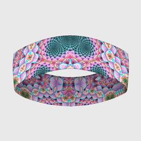 Повязка на голову 3D с принтом ЦВЕТНОЙ УЗОР КАЛЕЙДОСКОПА в Курске,  |  | абстракция | геометрический | декоративный | красивый | красочный | розовый | синий | текстура | цвет | цветочный | яркий