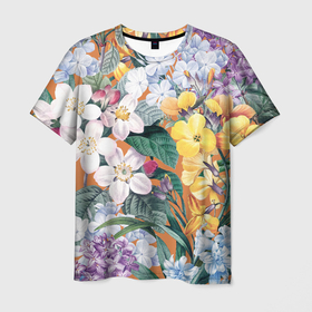 Мужская футболка 3D с принтом Цветы Красочный Лакфиоль в Кировске, 100% полиэфир | прямой крой, круглый вырез горловины, длина до линии бедер | flowers | букет | лакфиоль | природа | растение | флора | цветы