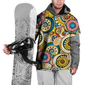 Накидка на куртку 3D с принтом РАСПИСНЫЕ ЦВЕТЫ в Тюмени, 100% полиэстер |  | зеленый | красивый | красный | красочный | листья | розовый | синий | фиолетовый | цвет | цветочный