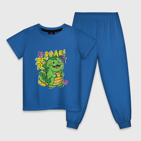 Детская пижама хлопок с принтом Динозаврик | Детский рисунок динозавра в Петрозаводске, 100% хлопок |  брюки и футболка прямого кроя, без карманов, на брюках мягкая резинка на поясе и по низу штанин
 | 