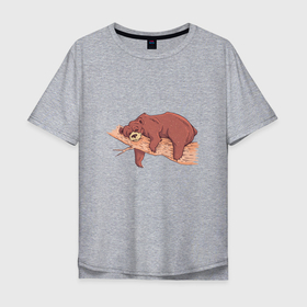 Мужская футболка хлопок Oversize с принтом Ленивый Медведь на дереве | Lazy Tree Bear в Кировске, 100% хлопок | свободный крой, круглый ворот, “спинка” длиннее передней части | Тематика изображения на принте: bears | chill | chillin | chilling | dream | dreaming | sleep | sleeping | дерево | медвежонок | милый медведь | мишка | потапыч | прикол | спит | спящий | чилл | чиллит | юмор