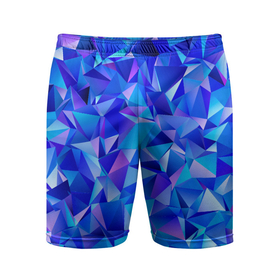 Мужские шорты спортивные с принтом СИНЕ ГОЛУБЫЕ полигональные кристаллы в Курске,  |  | бирюзовый | волшебный | драгоценные камни | оптическая иллюзия | синий | текстура | узор