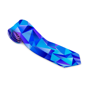 Галстук 3D с принтом СИНЕ ГОЛУБЫЕ полигональные кристаллы , 100% полиэстер | Длина 148 см; Плотность 150-180 г/м2 | бирюзовый | волшебный | драгоценные камни | оптическая иллюзия | синий | текстура | узор