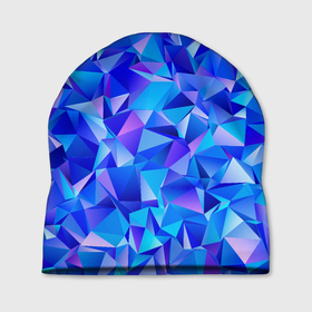 Шапка 3D с принтом СИНЕ ГОЛУБЫЕ полигональные кристаллы в Новосибирске, 100% полиэстер | универсальный размер, печать по всей поверхности изделия | Тематика изображения на принте: бирюзовый | волшебный | драгоценные камни | оптическая иллюзия | синий | текстура | узор