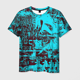 Мужская футболка 3D с принтом БИРЮЗОВАЯ ПАЛИТРА ЦВЕТА в Санкт-Петербурге, 100% полиэфир | прямой крой, круглый вырез горловины, длина до линии бедер | абстракция | минимализм | современная | текстура | узор | цветная