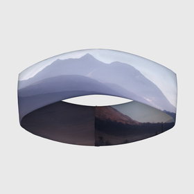 Повязка на голову 3D с принтом Горы  Озеро  Туман ,  |  | haze | lake | mountains | горы | озеро | скалы | туман