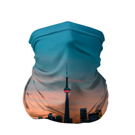 Бандана-труба 3D с принтом Закат в Торонто в Кировске, 100% полиэстер, ткань с особыми свойствами — Activecool | плотность 150‒180 г/м2; хорошо тянется, но сохраняет форму | canada | eclips | toronto | вечер | город | закат | канада | мегаполис | торонто