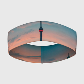 Повязка на голову 3D с принтом Закат в Торонто в Петрозаводске,  |  | canada | eclips | toronto | вечер | город | закат | канада | мегаполис | торонто