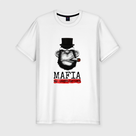 Мужская футболка хлопок Slim с принтом Мафия   Mafia в Екатеринбурге, 92% хлопок, 8% лайкра | приталенный силуэт, круглый вырез ворота, длина до линии бедра, короткий рукав | brutal | mafia | men | алькопоне | арт | банда | бандит | бандито | брутал | брутальный | в шляпе | гангстер | гангстерито | грозный | крутой мен | мафиози | мафия | мэн | обезьяна | рисунок | с надписями
