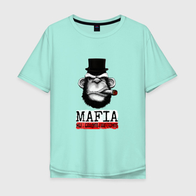 Мужская футболка хлопок Oversize с принтом Мафия   Mafia в Тюмени, 100% хлопок | свободный крой, круглый ворот, “спинка” длиннее передней части | brutal | mafia | men | алькопоне | арт | банда | бандит | бандито | брутал | брутальный | в шляпе | гангстер | гангстерито | грозный | крутой мен | мафиози | мафия | мэн | обезьяна | рисунок | с надписями