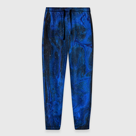 Мужские брюки 3D с принтом Синий абстрактный дым в Екатеринбурге, 100% полиэстер | манжеты по низу, эластичный пояс регулируется шнурком, по бокам два кармана без застежек, внутренняя часть кармана из мелкой сетки | абстракция | блестки | дым | звезды | пыль | синий