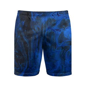 Мужские шорты спортивные с принтом Синий абстрактный дым в Новосибирске,  |  | абстракция | блестки | дым | звезды | пыль | синий