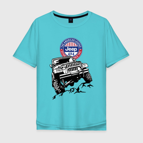Мужская футболка хлопок Oversize с принтом Jeep   The American Legend   Джип   Американская легенда в Белгороде, 100% хлопок | свободный крой, круглый ворот, “спинка” длиннее передней части | car | chrysler | jeep | legend | off road vehicle | usa | автомобиль | внедорожник | джип | крайслер | легенда