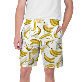 Мужские шорты 3D с принтом Кругом бананы в Курске,  полиэстер 100% | прямой крой, два кармана без застежек по бокам. Мягкая трикотажная резинка на поясе, внутри которой широкие завязки. Длина чуть выше колен | африка | банан | бананы | курорт | лето | отдых | пляж | прикол | фрукты | экзотика