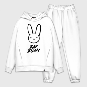 Мужской костюм хлопок OVERSIZE с принтом Bad Bunny логотип ,  |  | Тематика изображения на принте: bad bunny | hip hop | latin trap | logo | music | rap | rnb | singer | star | звезда | латинский трэп | логотип | музыка | певец | рнб | рэп | хип хоп
