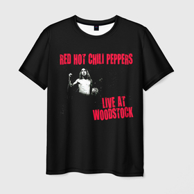 Мужская футболка 3D с принтом Live at Woodstock   Red Hot Chili Peppers в Белгороде, 100% полиэфир | прямой крой, круглый вырез горловины, длина до линии бедер | red hot chili peppers | rhcp | альтернативный | джош клингхоффер | красные острые перцы чили | метал | ред хот чили пеперс | рок группа | рхчп | рэп | фанк | фли | чад смит | энтони кидис