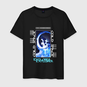 Мужская футболка хлопок с принтом Cold Space в Новосибирске, 100% хлопок | прямой крой, круглый вырез горловины, длина до линии бедер, слегка спущенное плечо. | astronaut | cyberpunk | future | horror | metal | rock | sci fi | skull | исследователь | киберпанк | космонавт | космос | фантастика | хоррор | череп