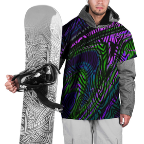 Накидка на куртку 3D с принтом Абстрактный современный тигровый узор в Петрозаводске, 100% полиэстер |  | abstraction | pattern | зеленый | молодежный | пурпурный | тигровый