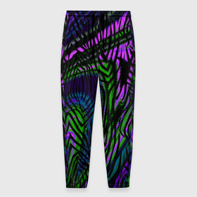 Мужские брюки 3D с принтом Абстрактный современный тигровый узор , 100% полиэстер | манжеты по низу, эластичный пояс регулируется шнурком, по бокам два кармана без застежек, внутренняя часть кармана из мелкой сетки | abstraction | pattern | зеленый | молодежный | пурпурный | тигровый